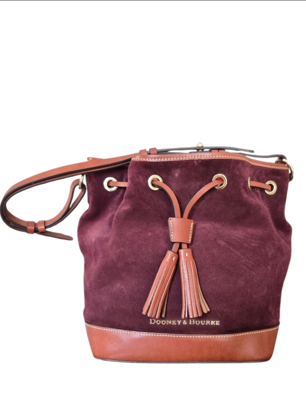 Dooney & Bourke Suede Drawstring Crossbody/Shoulder Bucket Bag In EUC - Picture 2 of 15